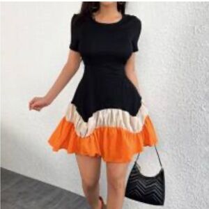 SHEIN Black and Orange Mini Dress